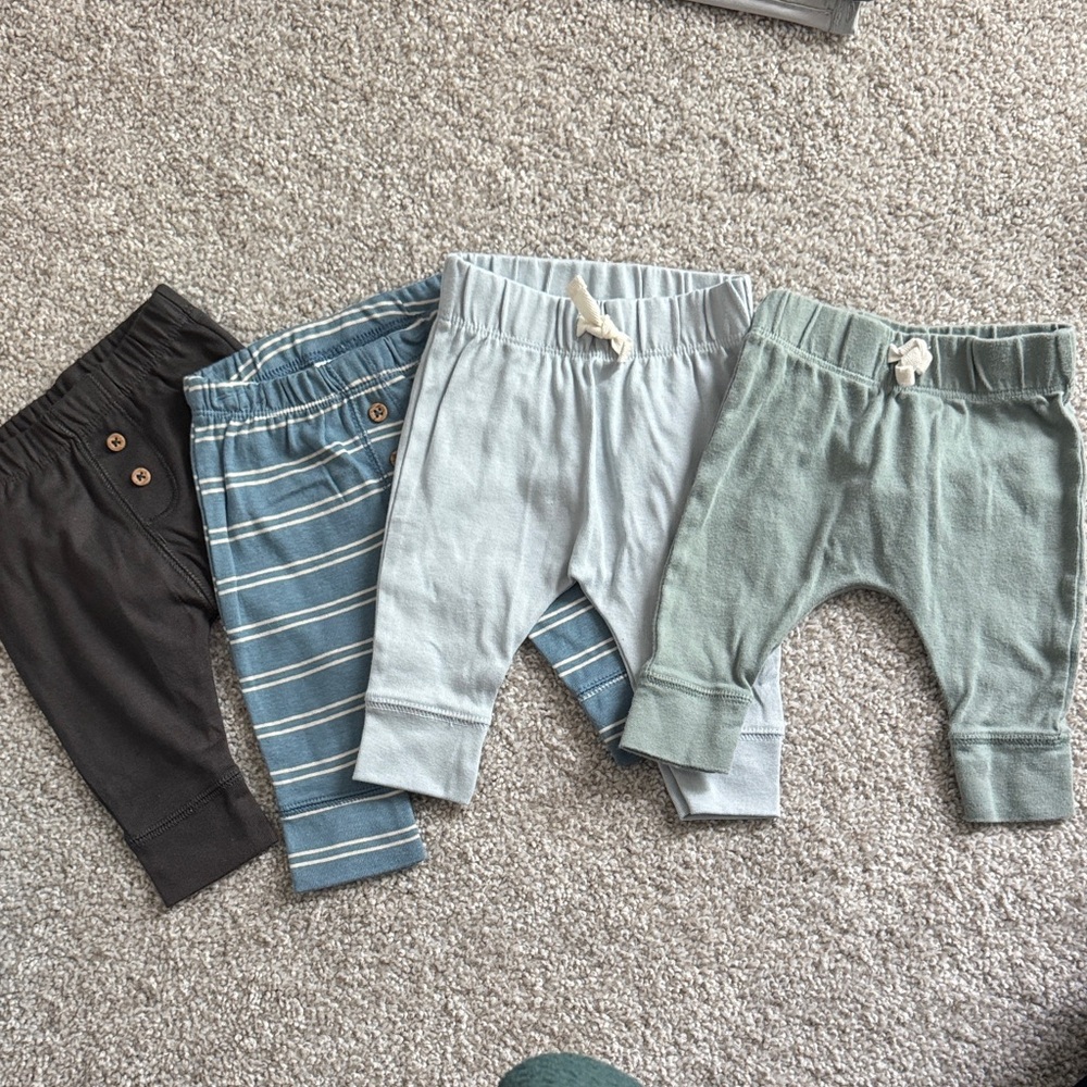 Baby Jogger Pants Bundle - Black, Blue Stripe, Light Blue, Sage